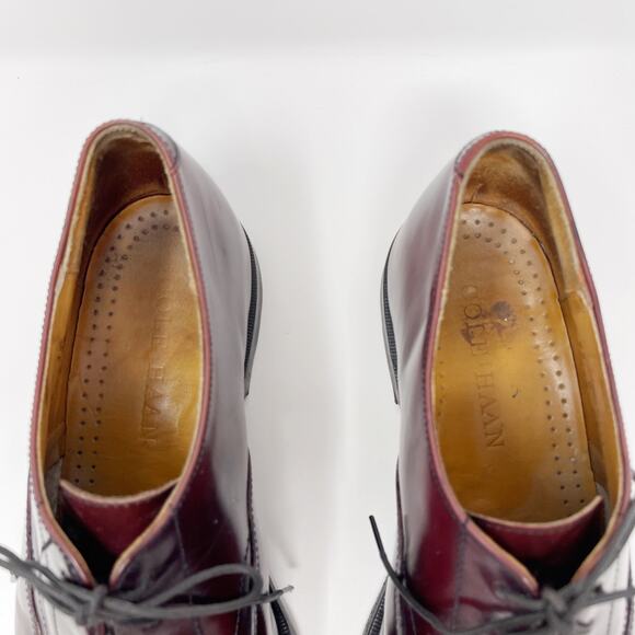 Cole Haan Mens 9.5 Brown Leather Lace Up Oxford Dress Shoes Leather Sole Almond - Picture 10 of 12
